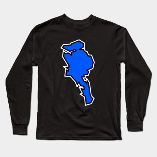 Quadra Island BC Outline - Indigo Blue Silhouette - Quadra Island Long Sleeve T-Shirt